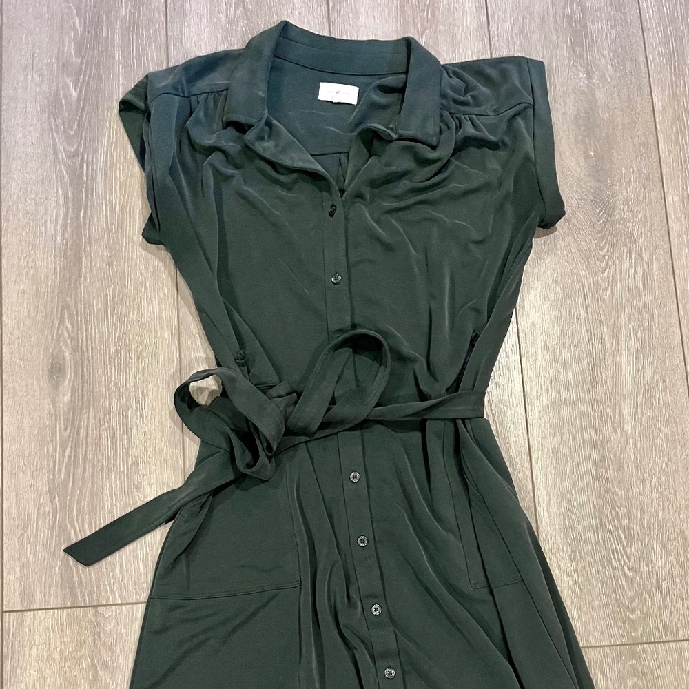 Lou & Grey Dark Green Midi Shirt Dress
